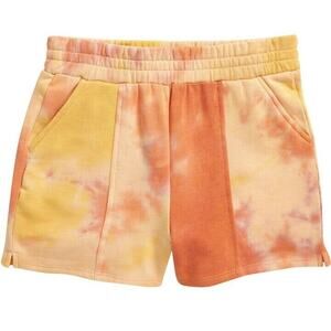 Love, Fire Teen Girl Orange Tie Dye Cotton Fleece Knit Relax Shorts Kids Size L